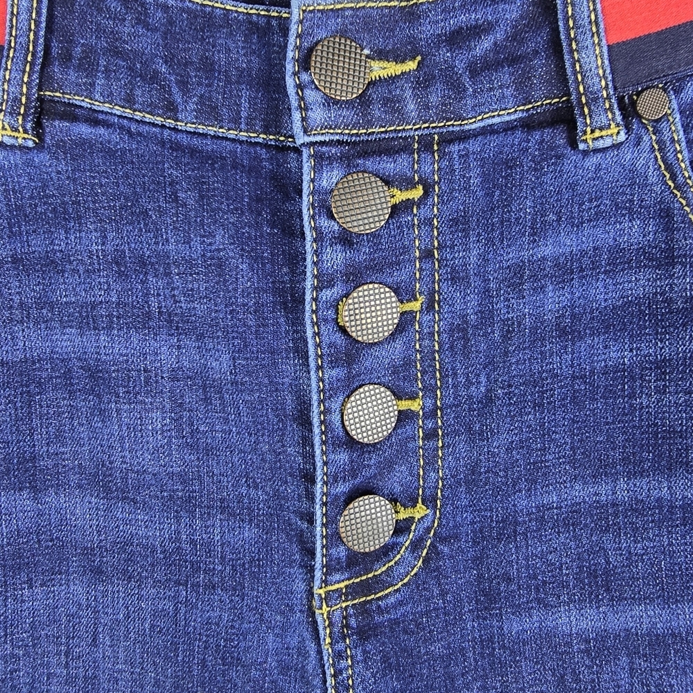 Cabi Women's Button Fly Skinny Jeans Stretchy Dark Wash Ribbon Waistband Size 8 - Picture 6 of 13